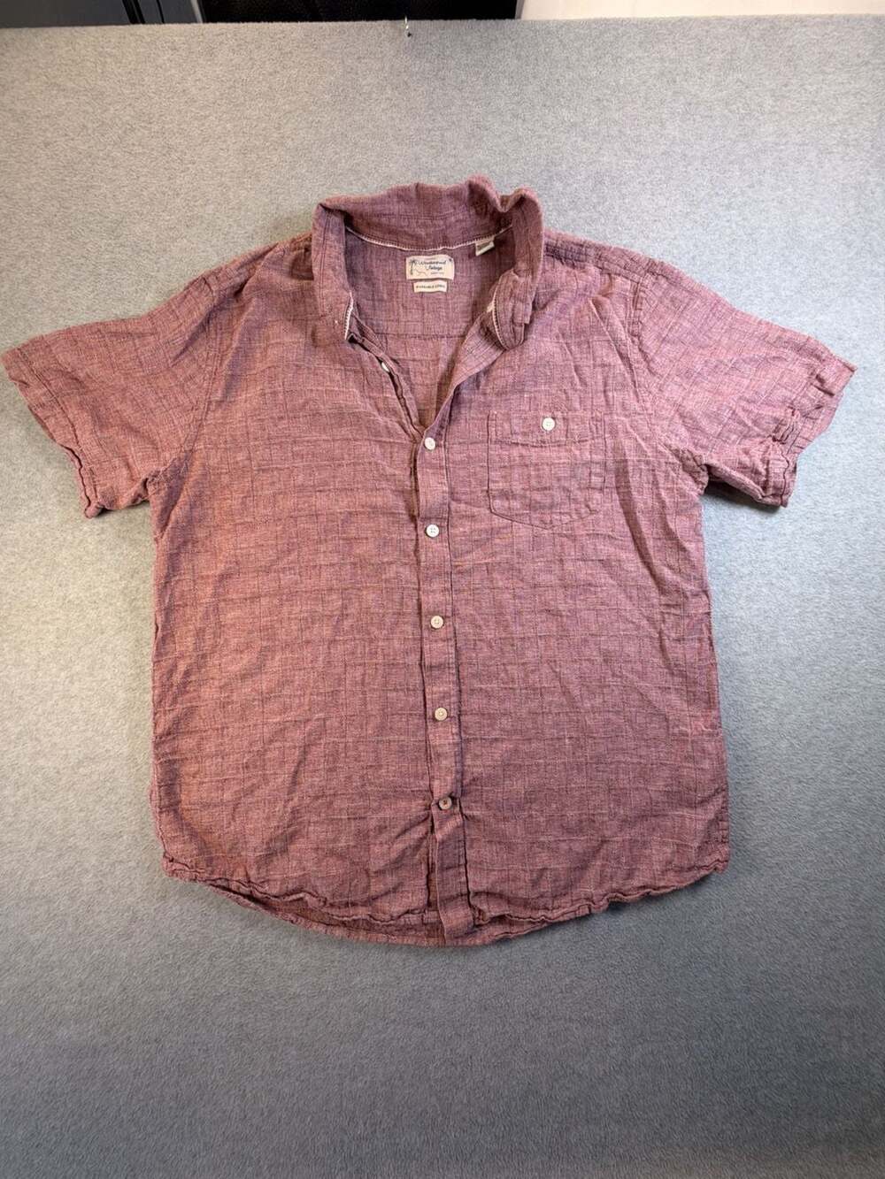 Weatherproof Vintage Button Up Shirt XL Red Washable Linen Short Sleeve